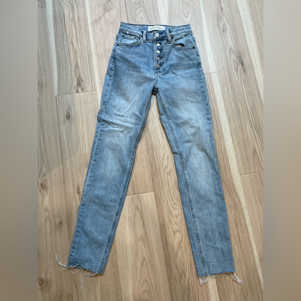 Denim Forum The Yoko High Rise Slim Raw Hem  Jean Size 23